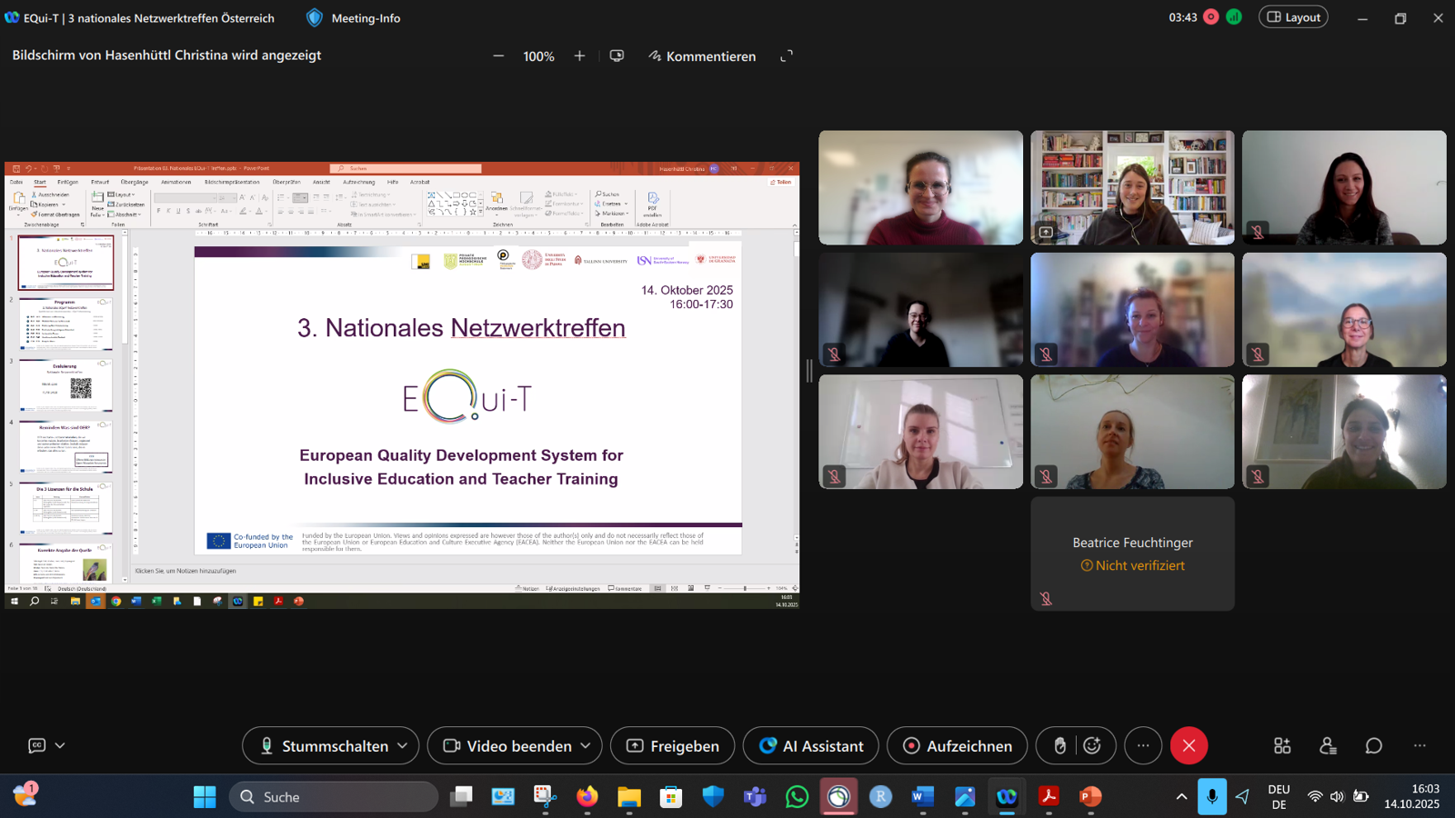 Screenshot Online Meeting EQuit