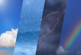 Vier verschiedene Wetterphänomene