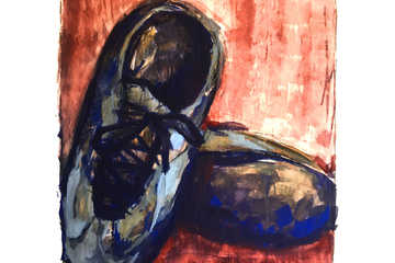 Gemaltes Bild mit einem Paar Schuhe