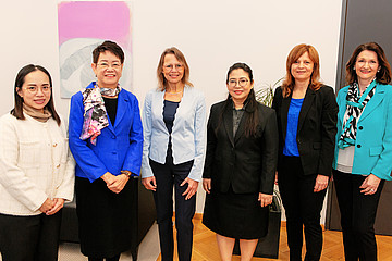 Thailändische Delegation mit Rektorin Beatrix Karl, IL Susanne Linhofer, VR Regina Weitlaner