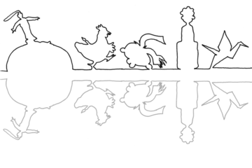 skizzierte Umrisse von Tieren und Gegenständen als Sujet
